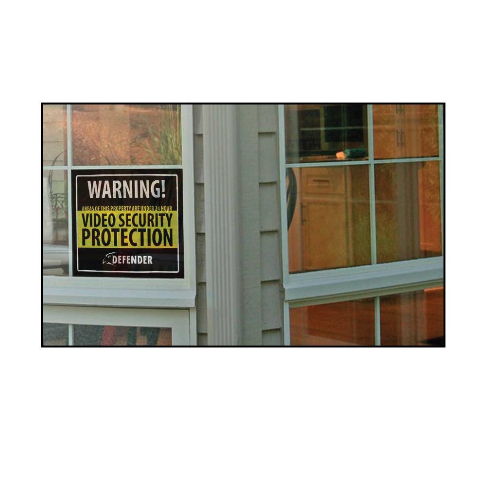 Defender Indoor Video Security System Warning Sign w/Stickers